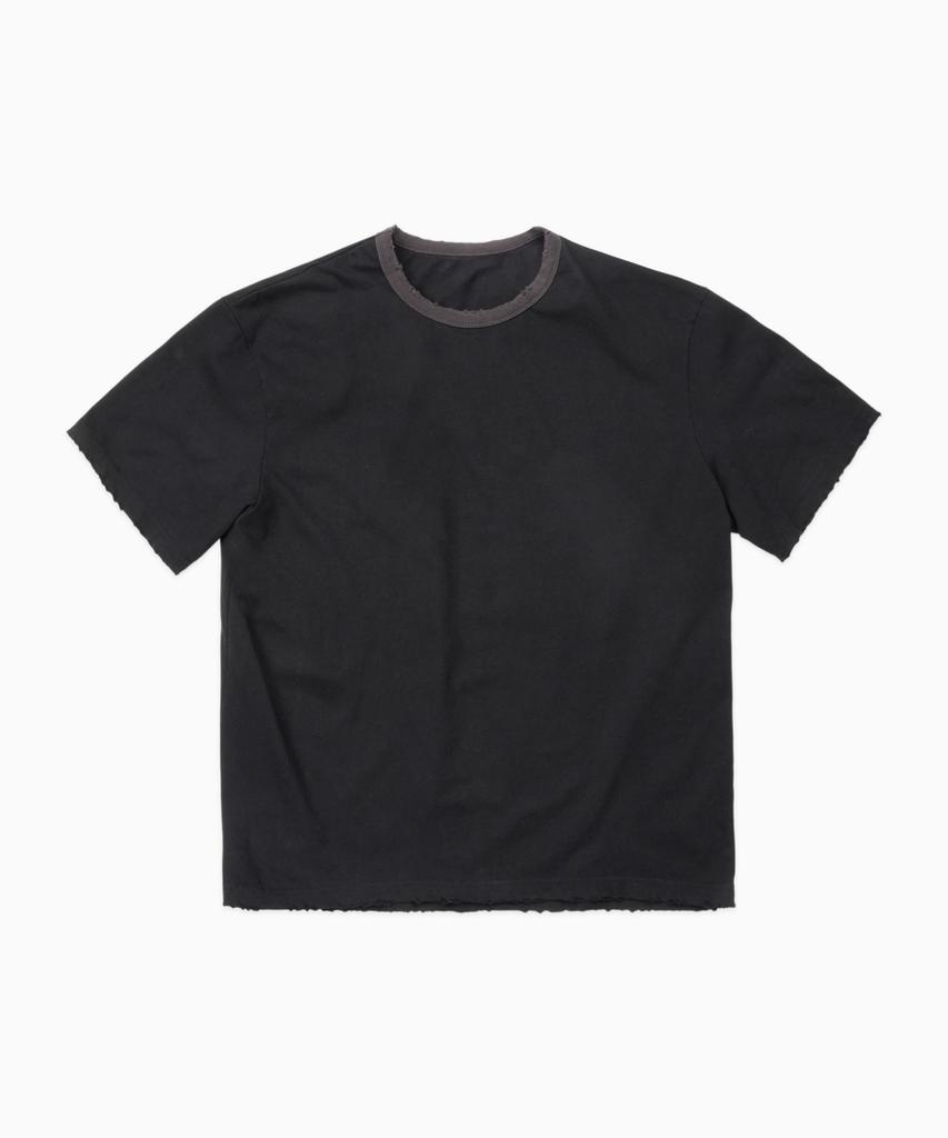 DOFFJASON Vintage Distressed Ringer Tee Black