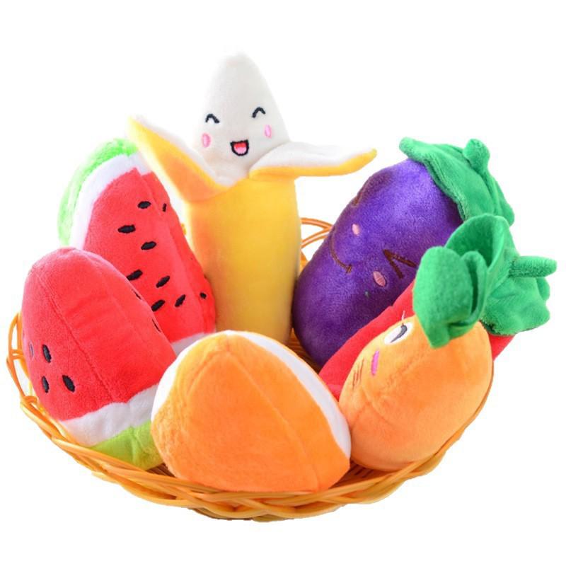 Cartoon Plush Vegetable Squeaky Dog Toy - Creative Carrot, Pepper, Eggplant Doll for Small Pets