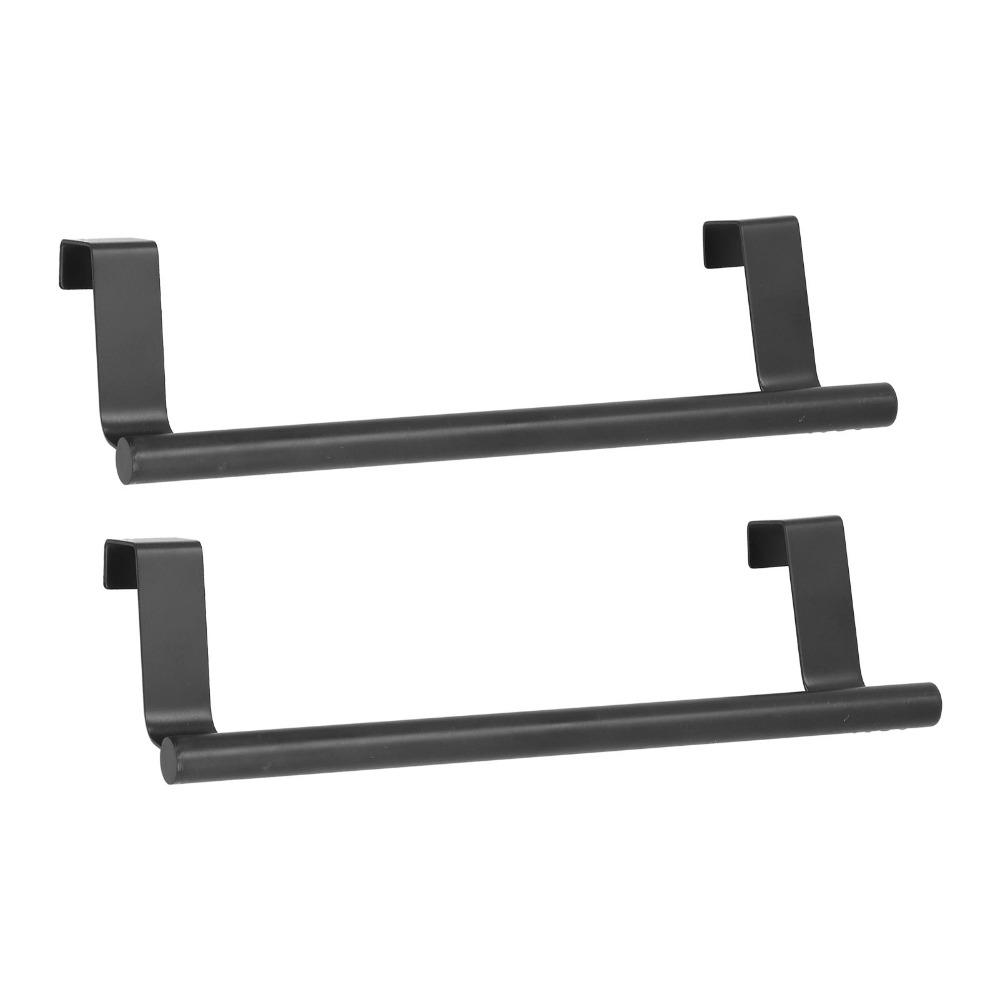 2 PCS Stainless Steel Towel Rack Black No Drilling Required Over Door Towel Holder Space Saving Easy Installation Towel Bar