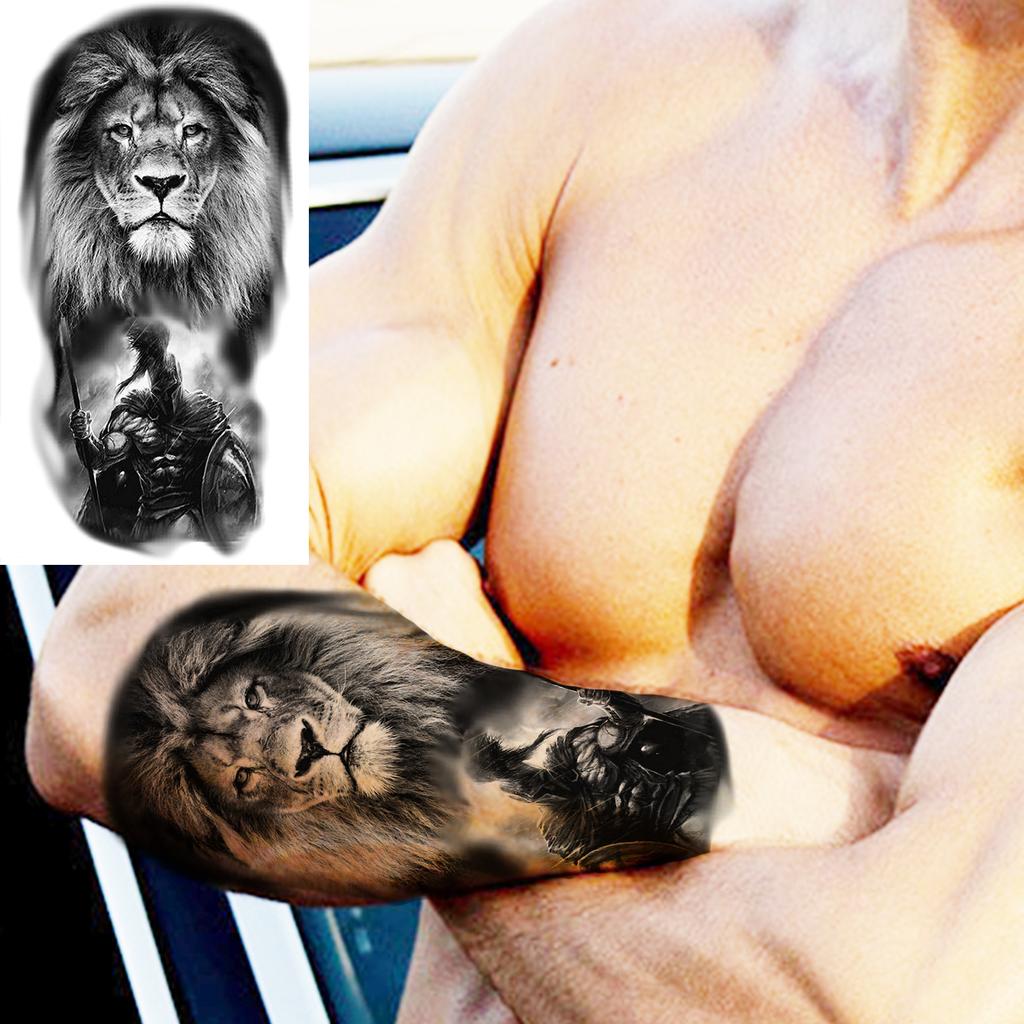 Tiger Flower Temporary Tattoos For Women Men Realistic Lion Scorpion Vampire Skull Compass Fake Tattoo Sticker Forearm Tatoos