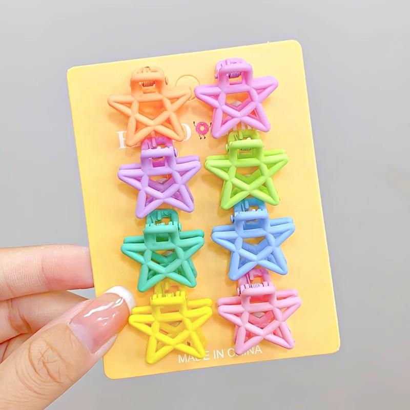 8pcs/set Black Colorful Geometric Plastic Small Hair Claws For Sweet Girls Mini Hair Clips Hairpin Kids Lovely Hair Accessories