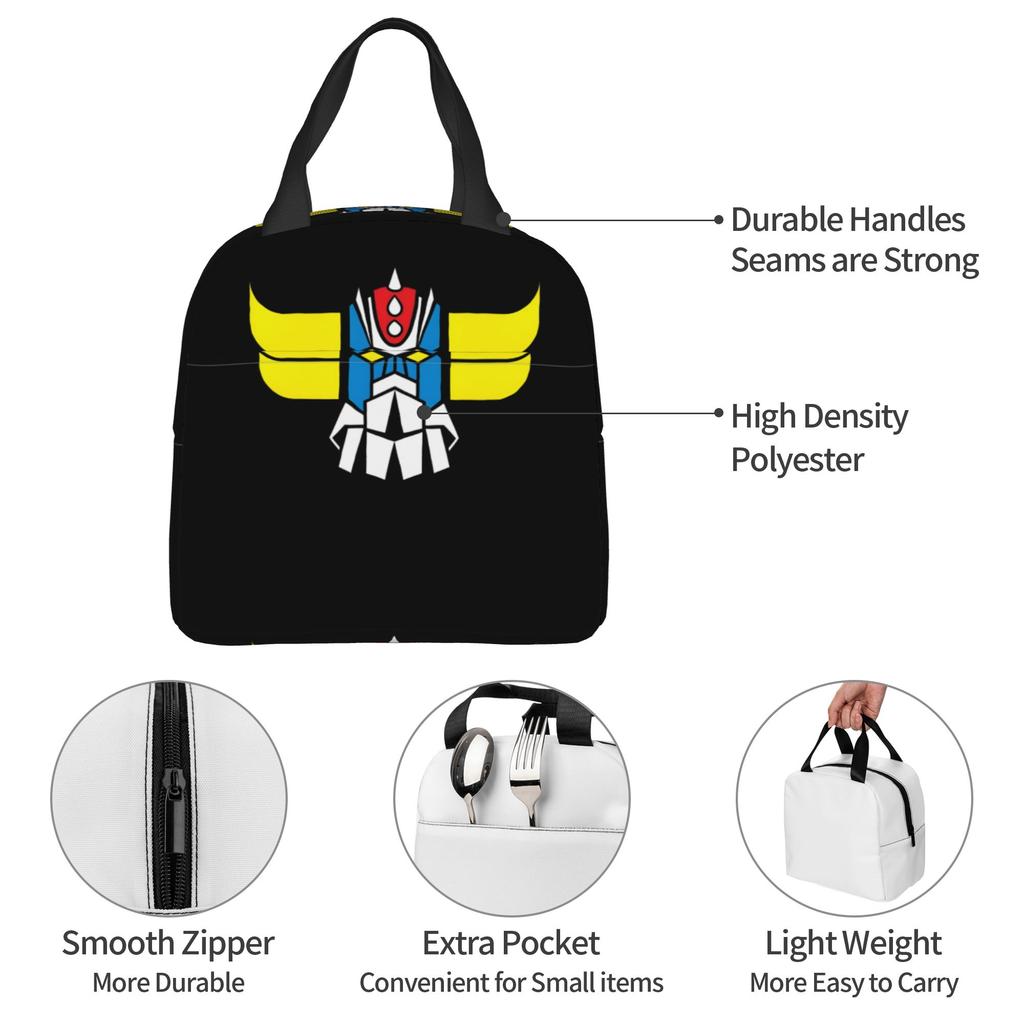 Custom Robo Grendizers Insulated Lunch Tote Bag for Women Men Anime Portable Cooler Thermal Bento Box Outdoor Camping Travel