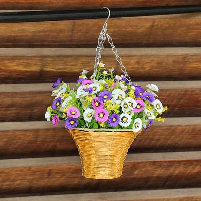 Neue künstliche Hängeblumen im Korb Seiden-Kunstblumen Kette Hängekorb Blumentopf Hochzeit Zuhause Party DIY Dekoration