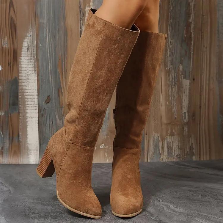 European and American suede over the knee boots for women in autumn 2025 with side zipper high heels and long tube fashion boot