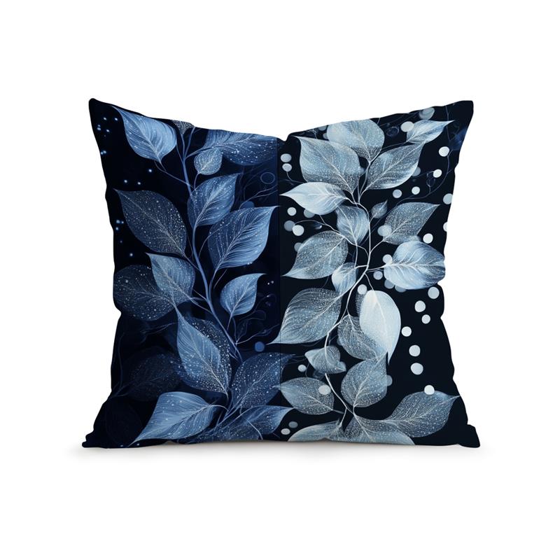 Elegant Blue White Leaves Cushions Pillowcase Printed Polyester 45X45Cm Throw Pillow Cover Decorative Sofa Cushion Pillowslip