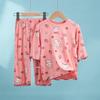 Girls' Modal Summer Pajama Set: Lightweight, Seven-Sleeve Baby Lounge Wear for Air Conditioning.