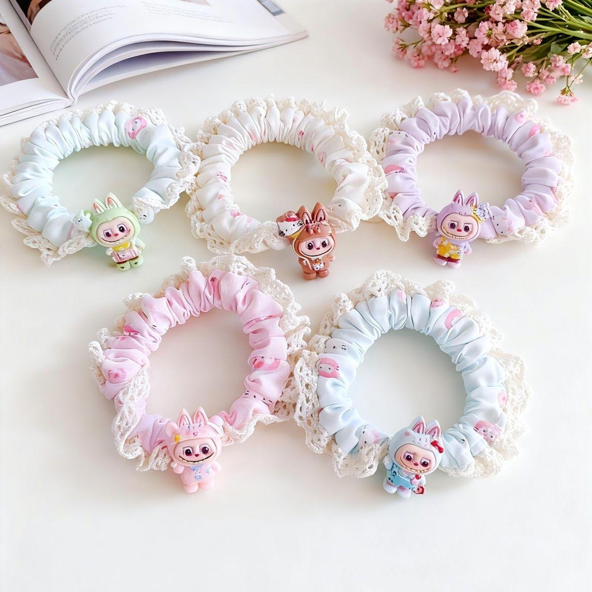 

New LaBubu Headband Ins Couple Bestie Student Sweet Hairband Elastic Hair Accessory 5pcs