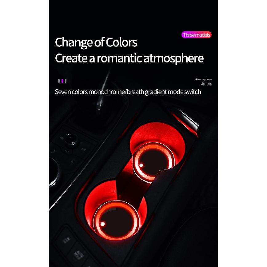 7 Colors Car Coasters Car Cup Holder Gradual Breathing Neon Lamp LED Light Mats Bottle Light Sensor Atmosphere Car Accessories Cup Holders 5