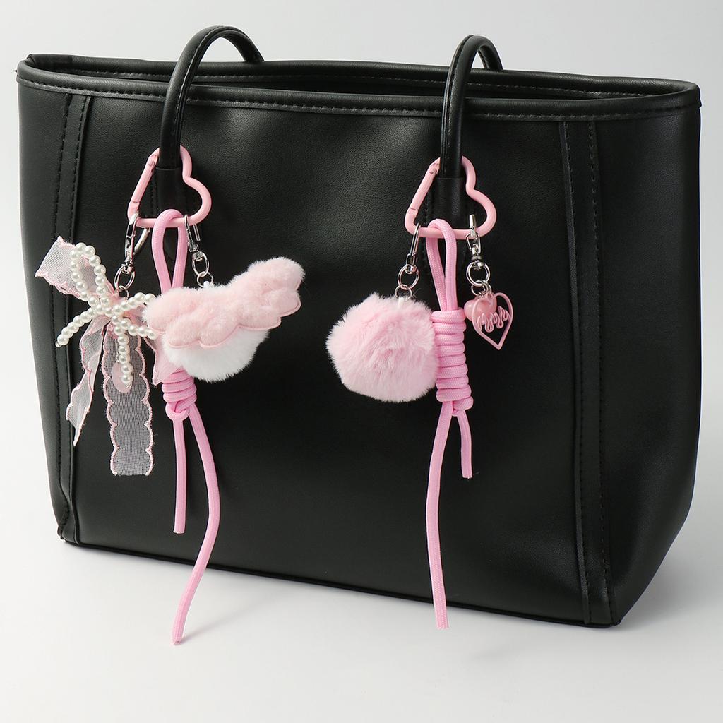 Plush Pompoms Keychain Heart Keying Pendant Car Key Chain Hanging Ornaments Rope Keyholders Bag Charm Decorations