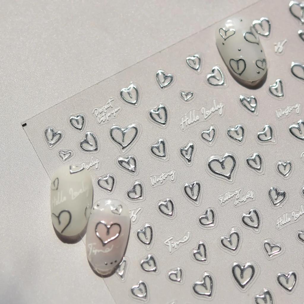 Cat's Eye 5D Gradient European Love Gem Wing Crystal Geometric Colorful Self Adhesive Nail Art Stickers Manicure Decals