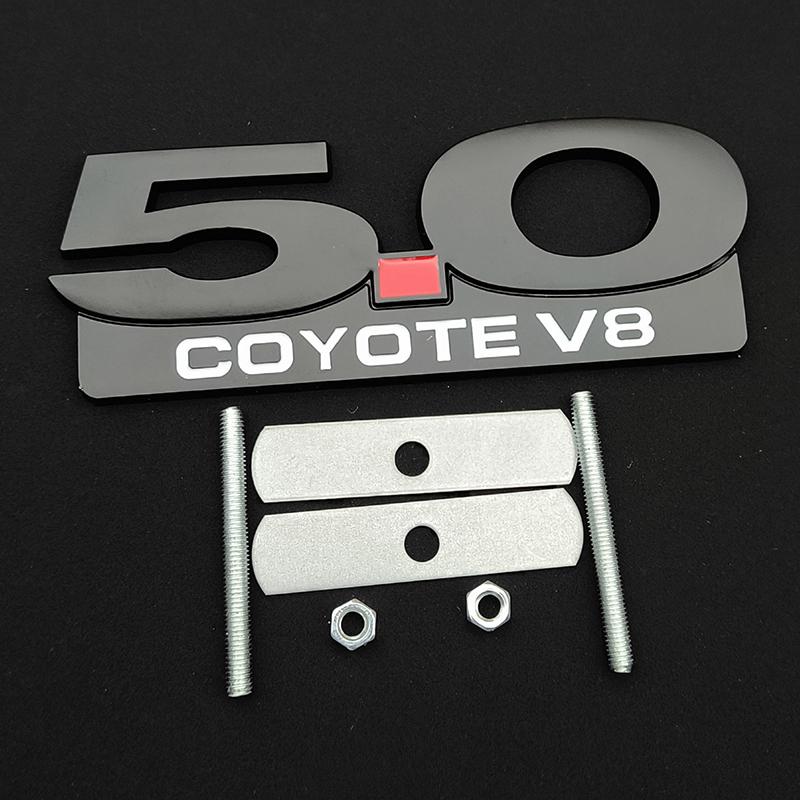 BLFE6 3D Metal Car Sticker Logo 5.0 COYOTE V8 Grille Front Badge Rear Trunk Emblem Decals For Ford Mustang GT Falcon Torino Fairlane