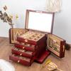 Solid Wood Jewelry Box: High-End Large Capacity for Earrings, Rings, Necklaces - Exquisite Ancient Style for Newlyweds
