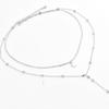 Stylish Retro Women's Collarbone Chain Jewelry, Double Bead Chain Fringed Moon Pendant Necklace