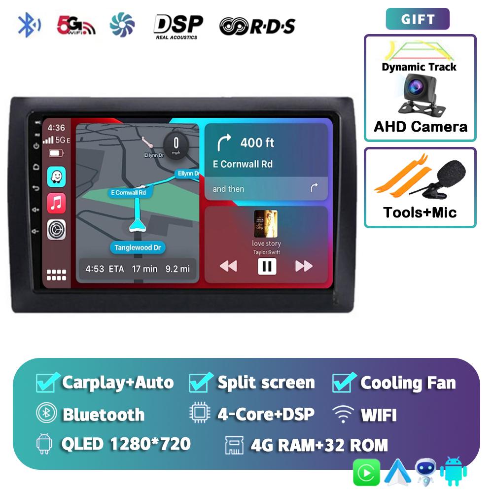 Android 14 CarPlay Auto Car Radio For Fiat Stilo 2001-2010 Multimedia Video Player GPS Navigation 4G+WIFI Stereo Audio Head Unit