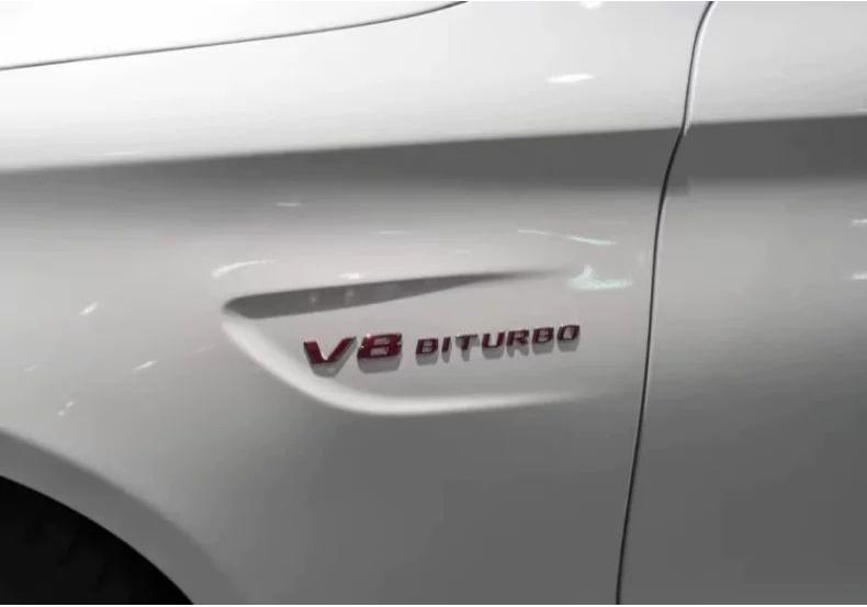 Compatible Mercedes-Benz V8 BITURBO Side Badges for C63, G63, S65, V12 Turbocharged Fender Emblem Letters.