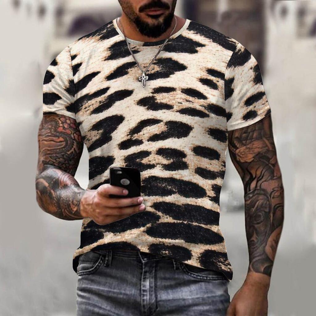 Summer Fashion Trend Local Tyrant Men's T-shirt 3D Printing Breathable Street Style Stitching O-neck Short-sleeved Comfortable