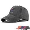 Washed Baseball Cap, Surf Embroidered Baseball Cap, Distressed Embroider Duck Tongue Hat, Retro Sun Hat Cotton
