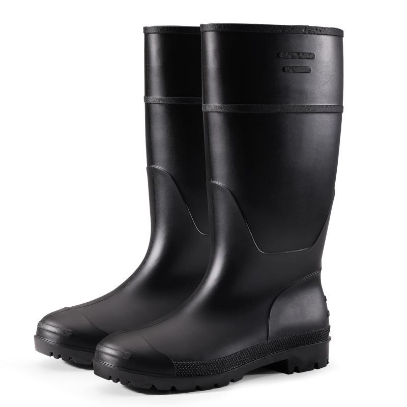 Summer Waterproof Shoes Women's Long Tube Dynamic Waterproof and Wear-resistant Rain Shoes Outdoor Wading Rain Boots Black Rubber Shoes