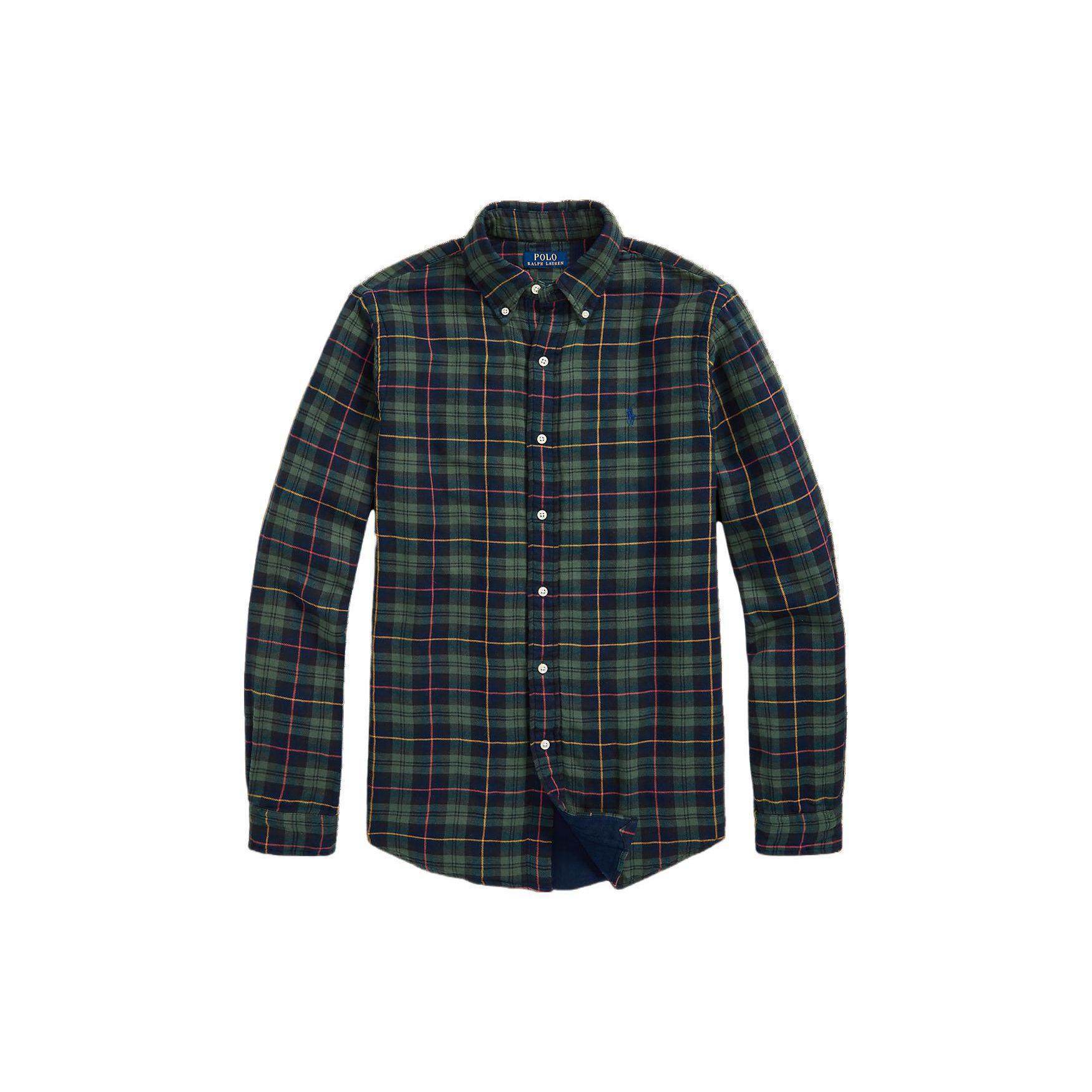 

Polo Ralph Lauren Рубашка мужская в клетку с воротником поло, однобортная, с длинным рукавом, зеленая MNPOWOV16822494-999 S