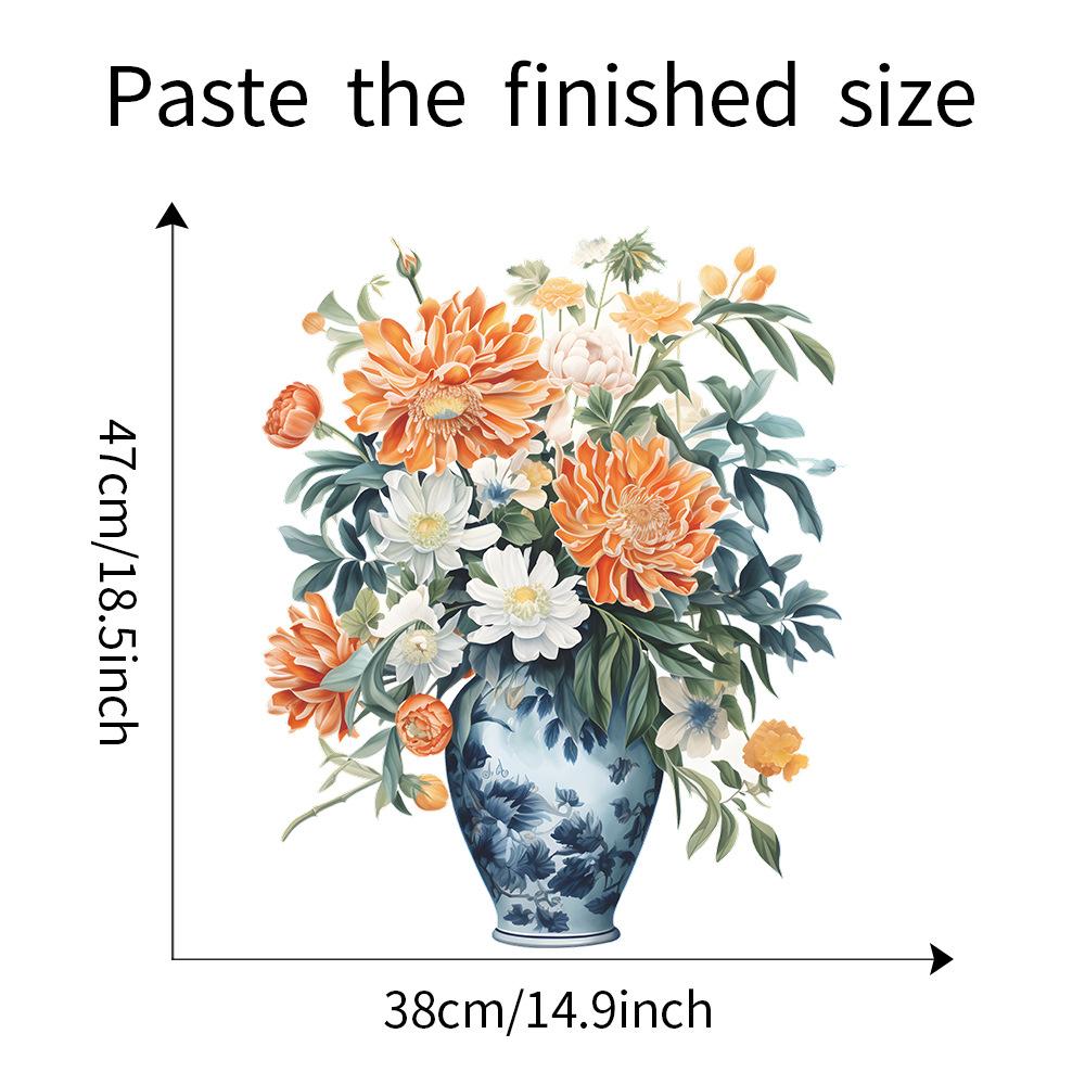 Creative Hand-Painted Vase Wall Sticker Self-Adhesive for Bedroom Living Room Entrance Study Wall Decoration