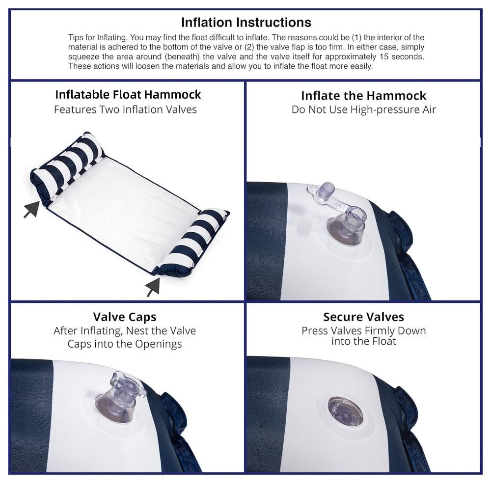 Swimming Pool Inflatable Float Hammock Foldable Summer Beach Leisure Striped Inflatable Lounge Chair Water Party Accessories