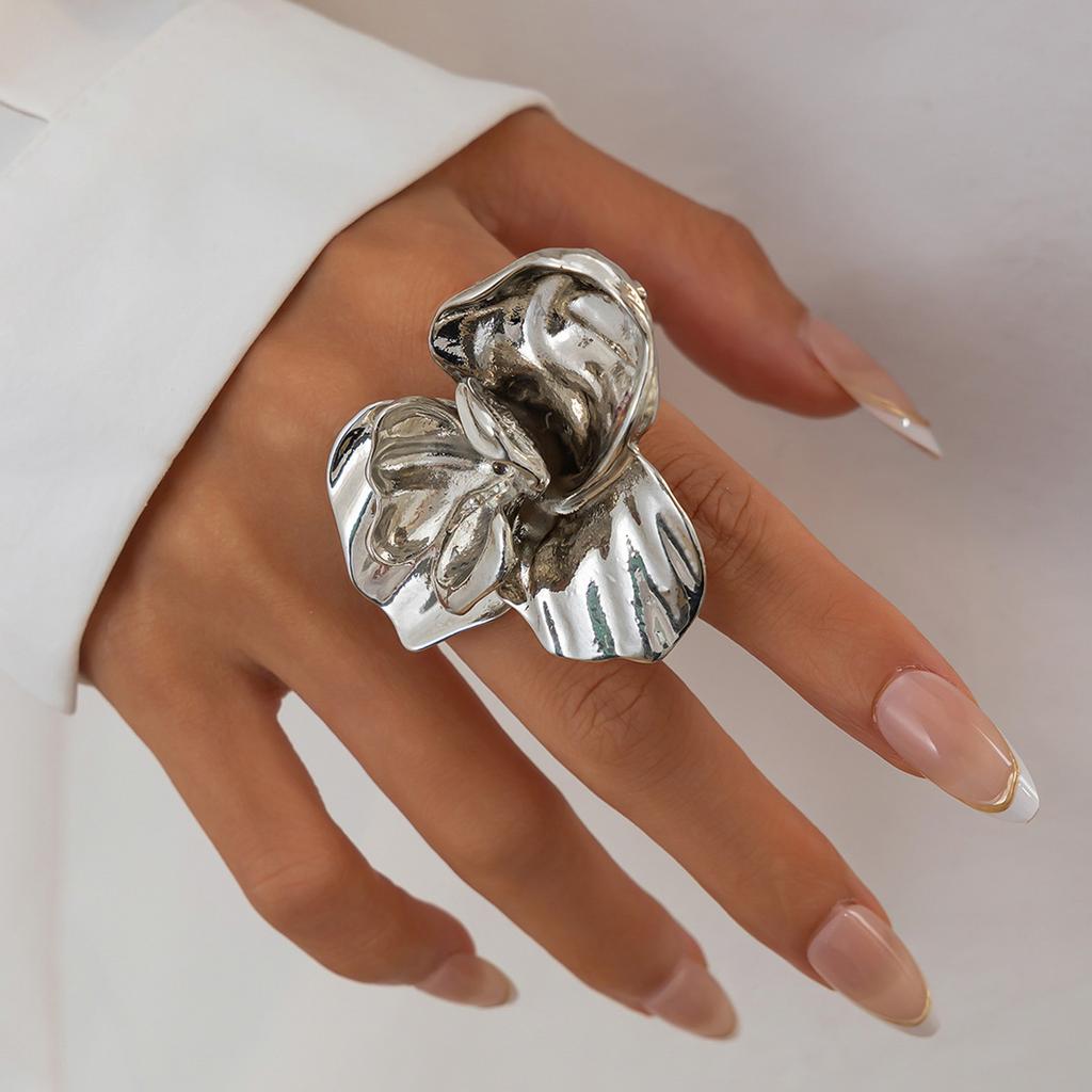 Flower Adjustable Rings Opening Rings Flower Finger Open Rings Alloy Texture Suitable for Various Occasion Wear