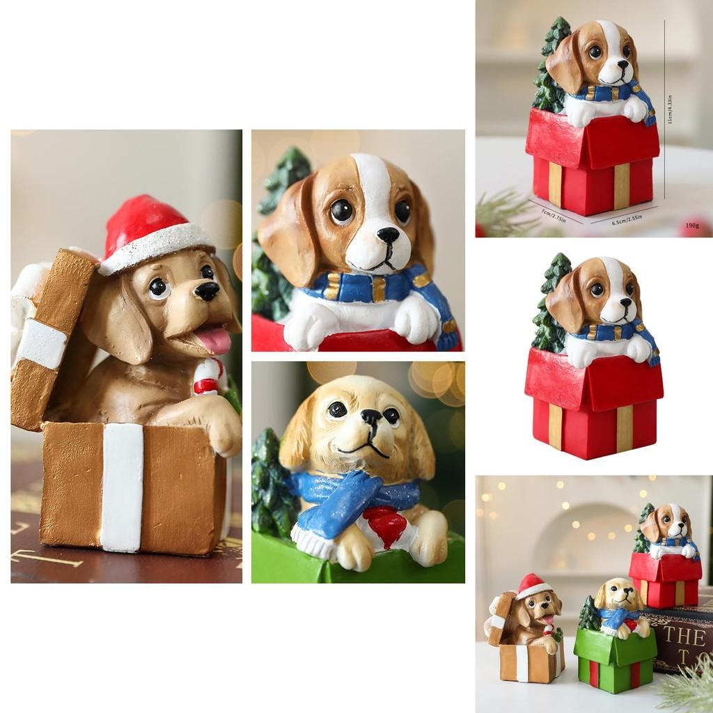 Cute Gift Puppy Resin Desktop Ornament For Holiday Scene Display