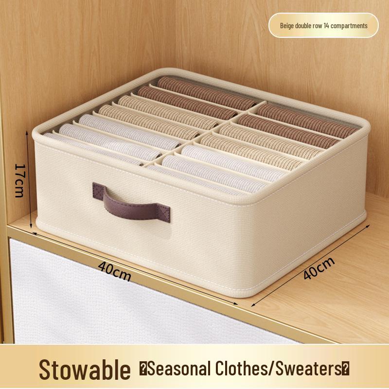 Foldable Storage Box for Clothes, Underwear & Socks - Household Organizer with Divided Compartments for Dormitory Drawers