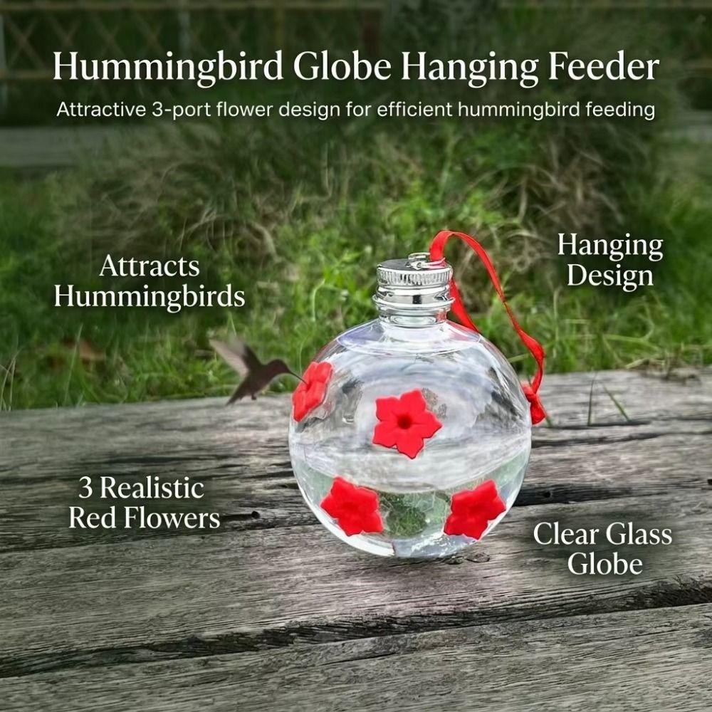 Three Hole Hummingbird Feeder Visible Birds Water Dispenser Outdoor Garden