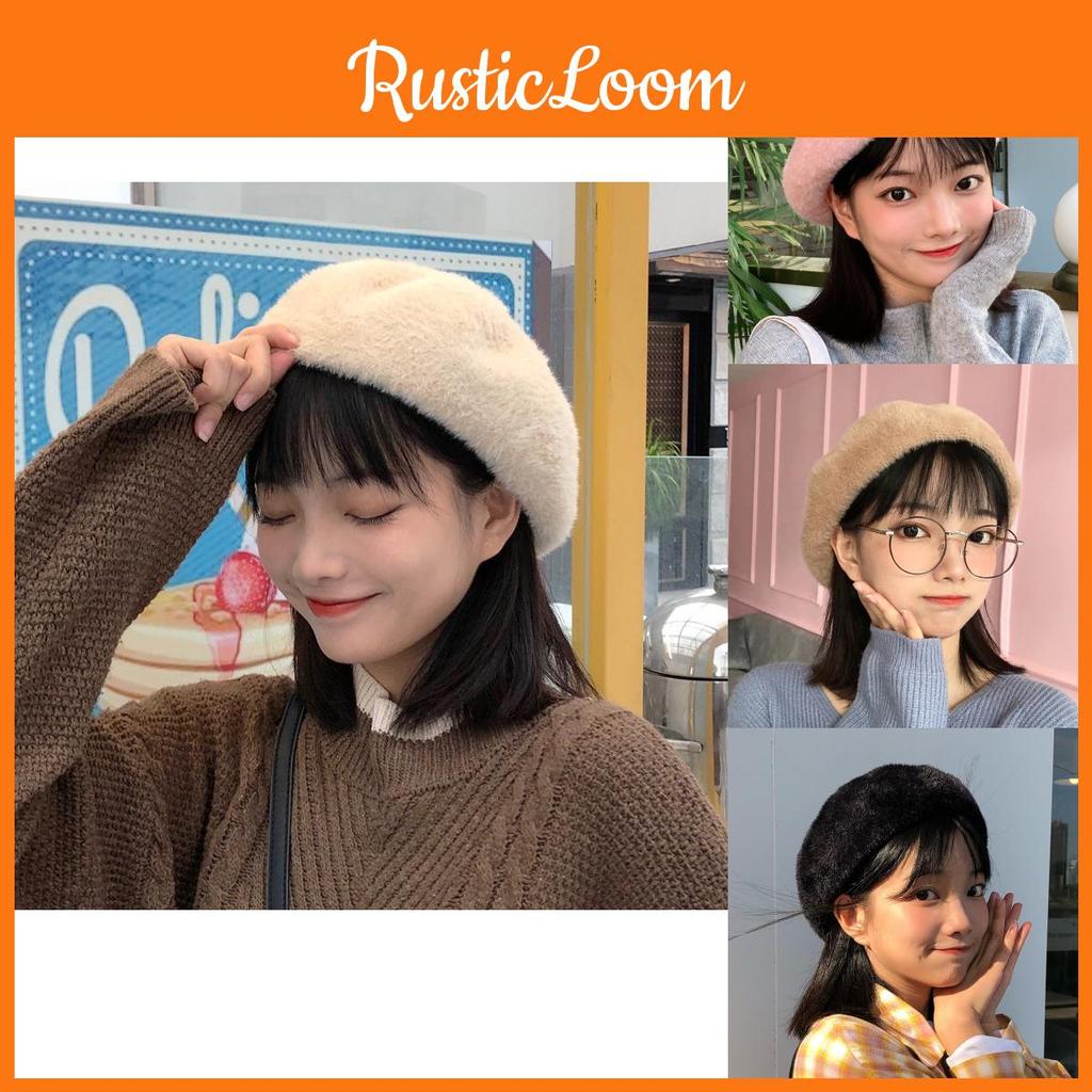 Adorable Winter Warm Beret For Women Cute Plush Wool Hat Adjustable Size