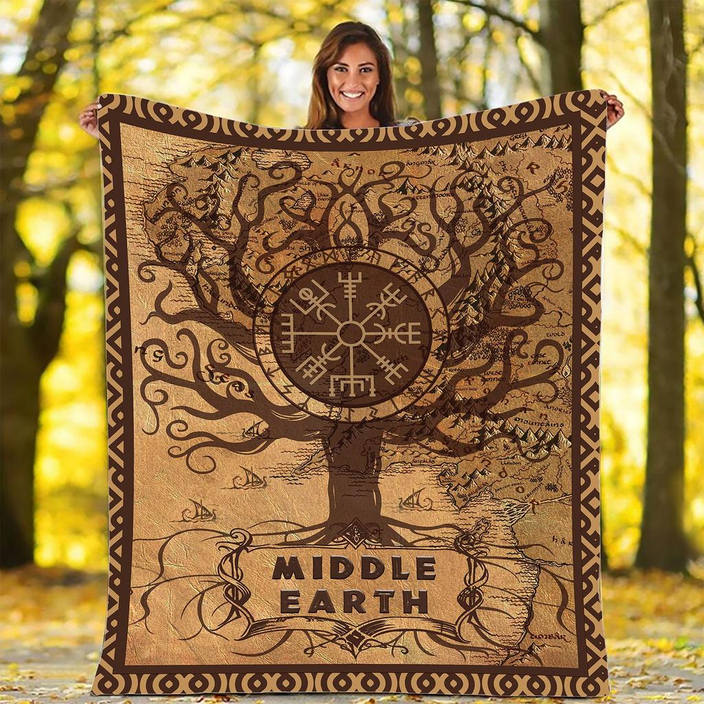 Blanket Middle Earth Map Blanket Super Soft Velvet Blanket Lightweight Bed Blanket Quilt Durable Home Decoration Fleece Blanket