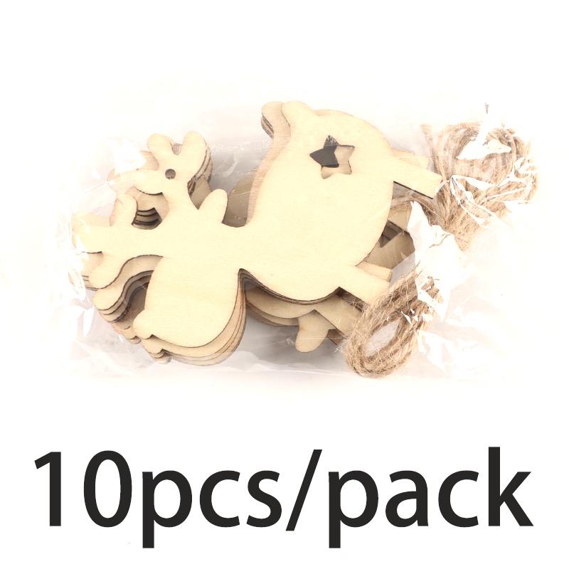 (10pieces/bag)7.94x8.33CM Christmas Elk Wooden Decorative Pendant New Year Room Matching Atmosphere Photo