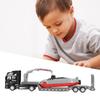 Alloy Semi Flatbed Trailer Truck Toy with Submarine Educational Construction Vehicle Flatbed Truck Toy for Kids Adults