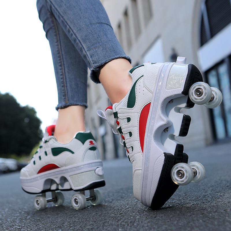 Meisjes Skate Schoenen Wielen Sneakers met Wielen Jongen /Meisje Roller Sneakers Roller Schoenen Vervormbare Schoenen Roller Skate Schoenen Jongens Skate Schoenen