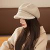 Autumn and Winter Hats for Women with High End Thick Plush Edge Octagonal Hat Solid Color Versatile Baseball Cap Warm Newspaper Baby Hat