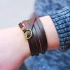 Five-Circle Embossed Genuine Cowhide Bracelet - European & American Design