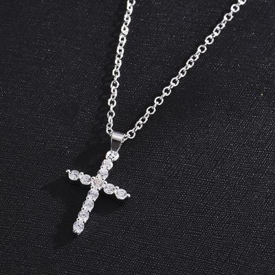Einfache Liebe Kreuz Anhänger Halsband Halskette Charme Strass Paare Schmuck frauen Hals Kette Weihnachten Geschenk Dame Halskette