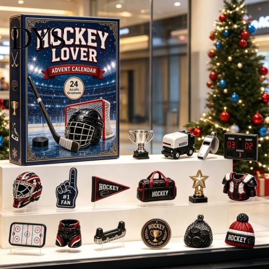 Novelty Gift for Athletes Sports Advent Calendar 2026, 24-Day Christmas Countdown Box with Mini Equipment Models Volleyball Golf Hockey Figures,