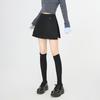 Women's High Waist Gray Wool Blend Skirt Shorts - Autumn/Winter A-line Slit Design, Slimming Hip-Hugging Fit.