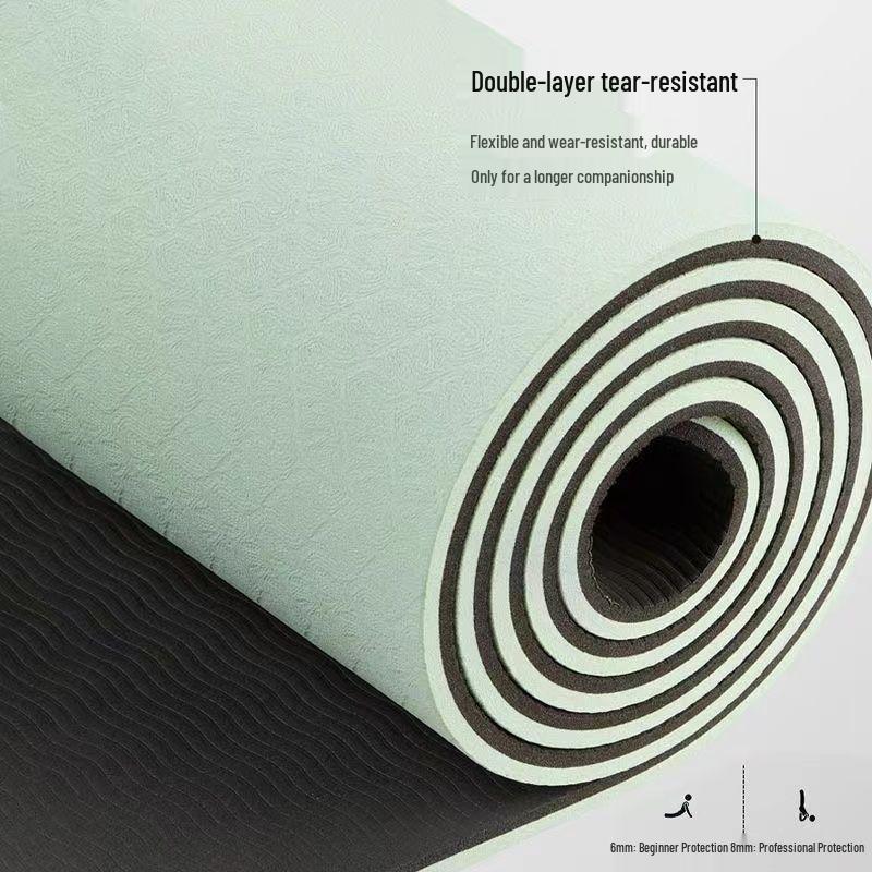 Premium rutschfeste TPE-Yogamatte - Schalldämmung & Stoßabsorption, Verdickt & Verbreitert für geräuschlose Sportarten & Tanz
