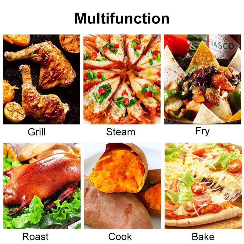 7L Multifunktionell Elektrisk Fritös Air Fryer 1110V / 220V Ugn Roterande Grill Kyckling Oljefri Fritös Hälsosam Fritös Pizzaugn Airfryer Tillbehör