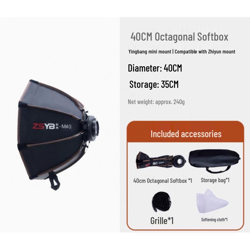 

8-Panel 40CM Octagonal Softbox for Zhiyun Mini Mount