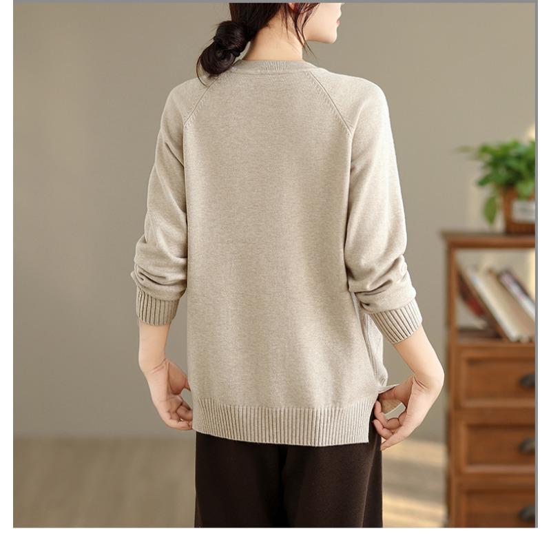 DIMANAF 2025 Autumn Winter Sweater Pullovers Tops  Women Casual Solid Cotton Knitted Tees Shirts Long Sleeve