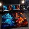 Wolf Flame Duvet Cover Set Soft Breathable Polyester Bedding Set For All Seasons Includes Duvet Cover And 2 Pillowcases