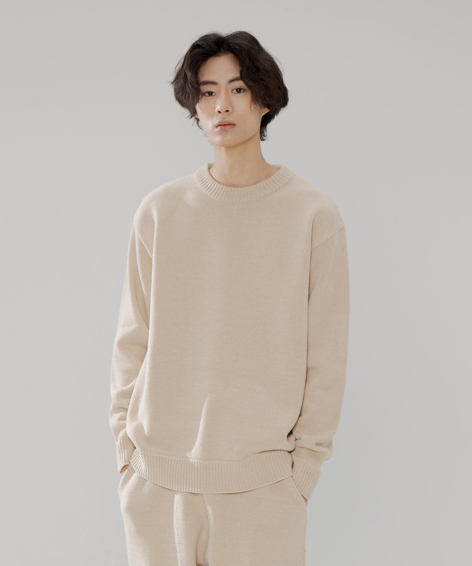 Testament Wool Blend Plain Knit (Beige) L