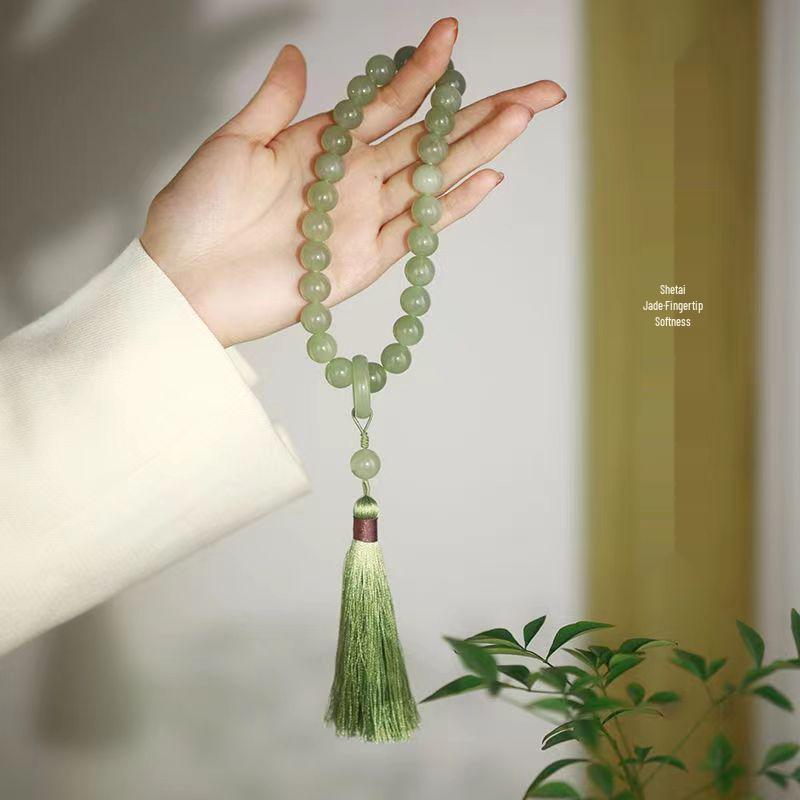 Shetaicui Prayer Beads Bracelet: Calming Ancient-Style Accessory with Tassel for Hand-Twisting and Mind Relaxation