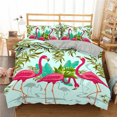 Vollgrößen Bettdecken Bettwäsche Sets, Bettbezug, Kissenbezüge, Dackel, Flamingos, Cartoon, Hunde, Katzen, Rehe, Bettbezug Set Kinder, 140X210