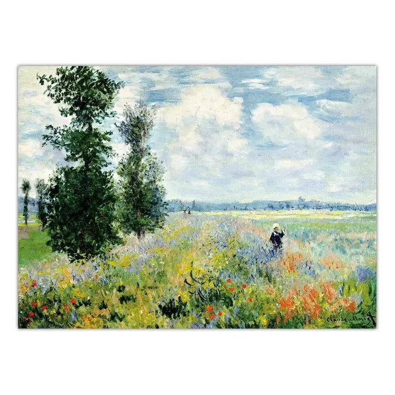 Vintage Spring Poppy Field Canvas Wall Art Retro Decorative Painting for Living Room Bedroom Classic HD Print Poster Home De