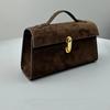 Niche Design Retro Light Luxury Handbag Suede Hand-held Small Square Bag French Minimalist Cowhide Shoulder Bag Handbag
