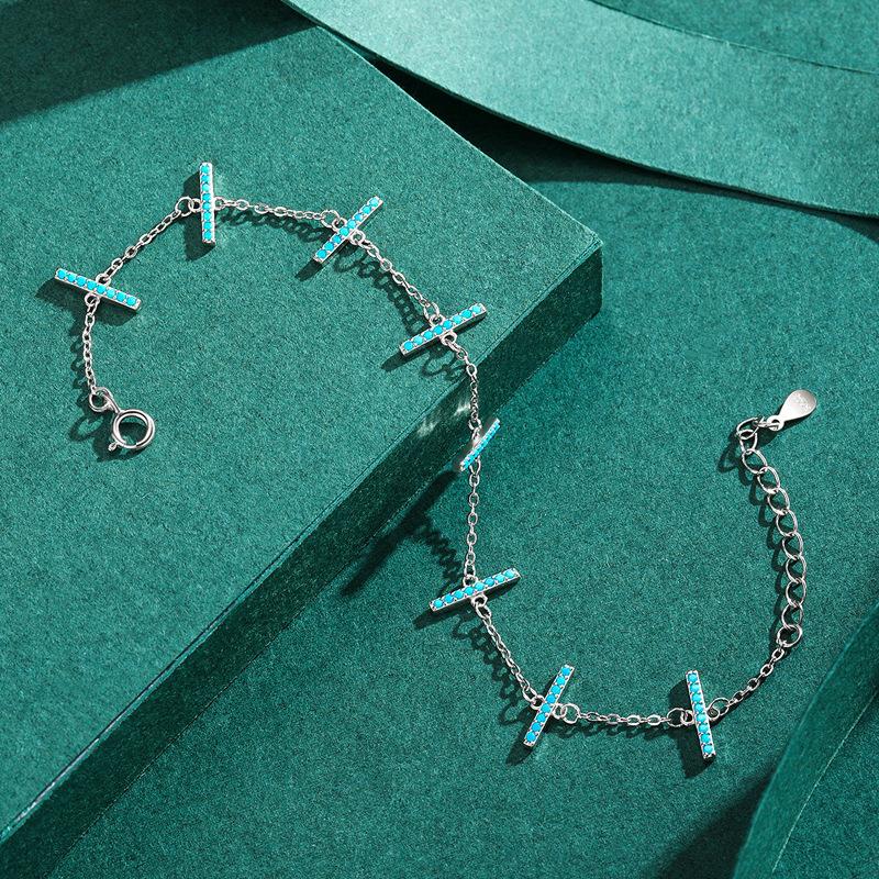 Originální S925 Silver Crowd Design Tyrkysový náramek Dámský Instagram Evropská a Americká móda Hot Selling Handicrafts